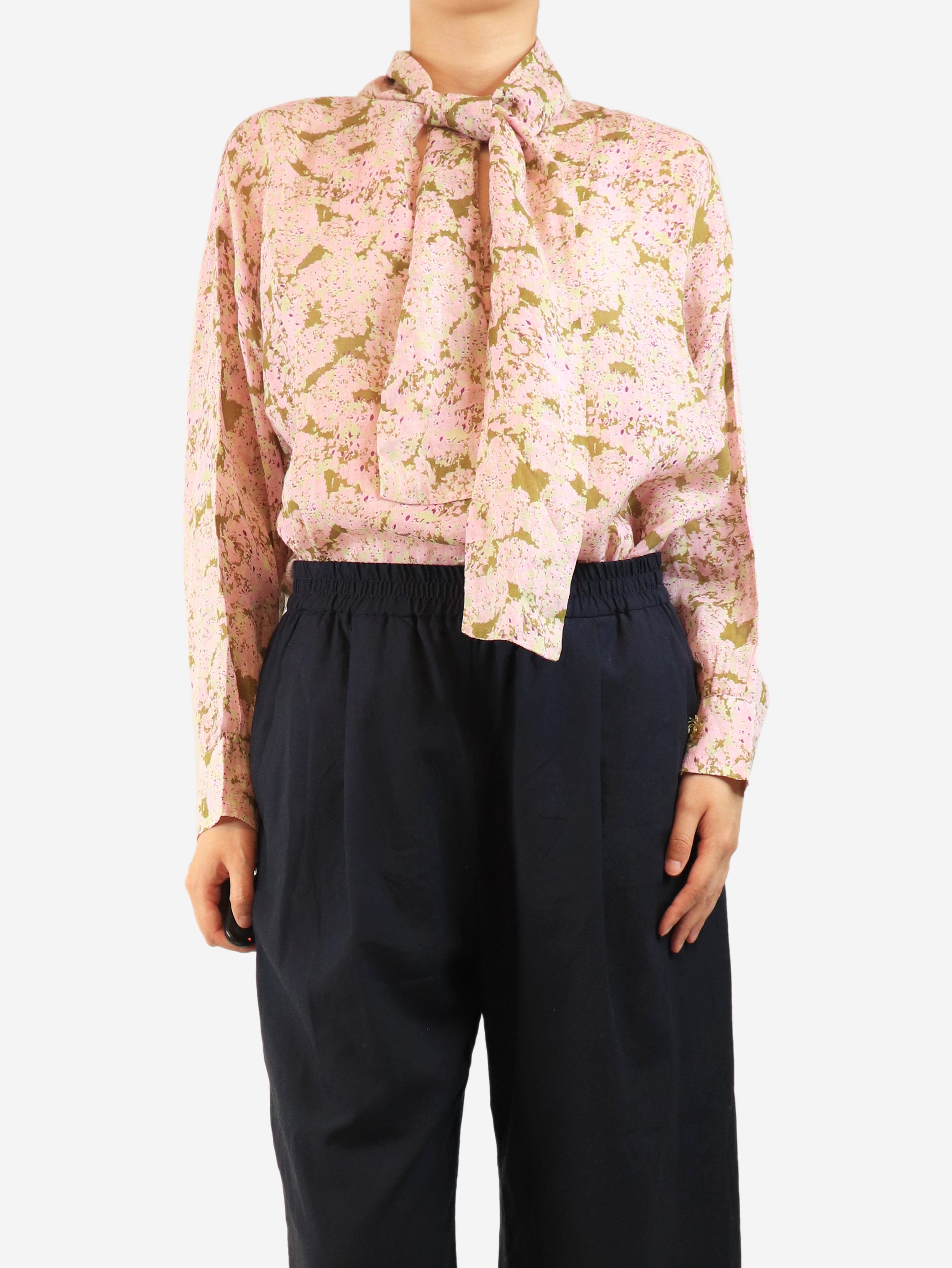 Pink printed linen blouse - size M