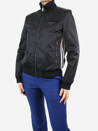 Black re-nylon track jacket - size UK 8 Coats & Jackets Prada 