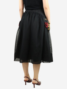 Simone Rocha Black embroidered mesh skirt - size UK 8