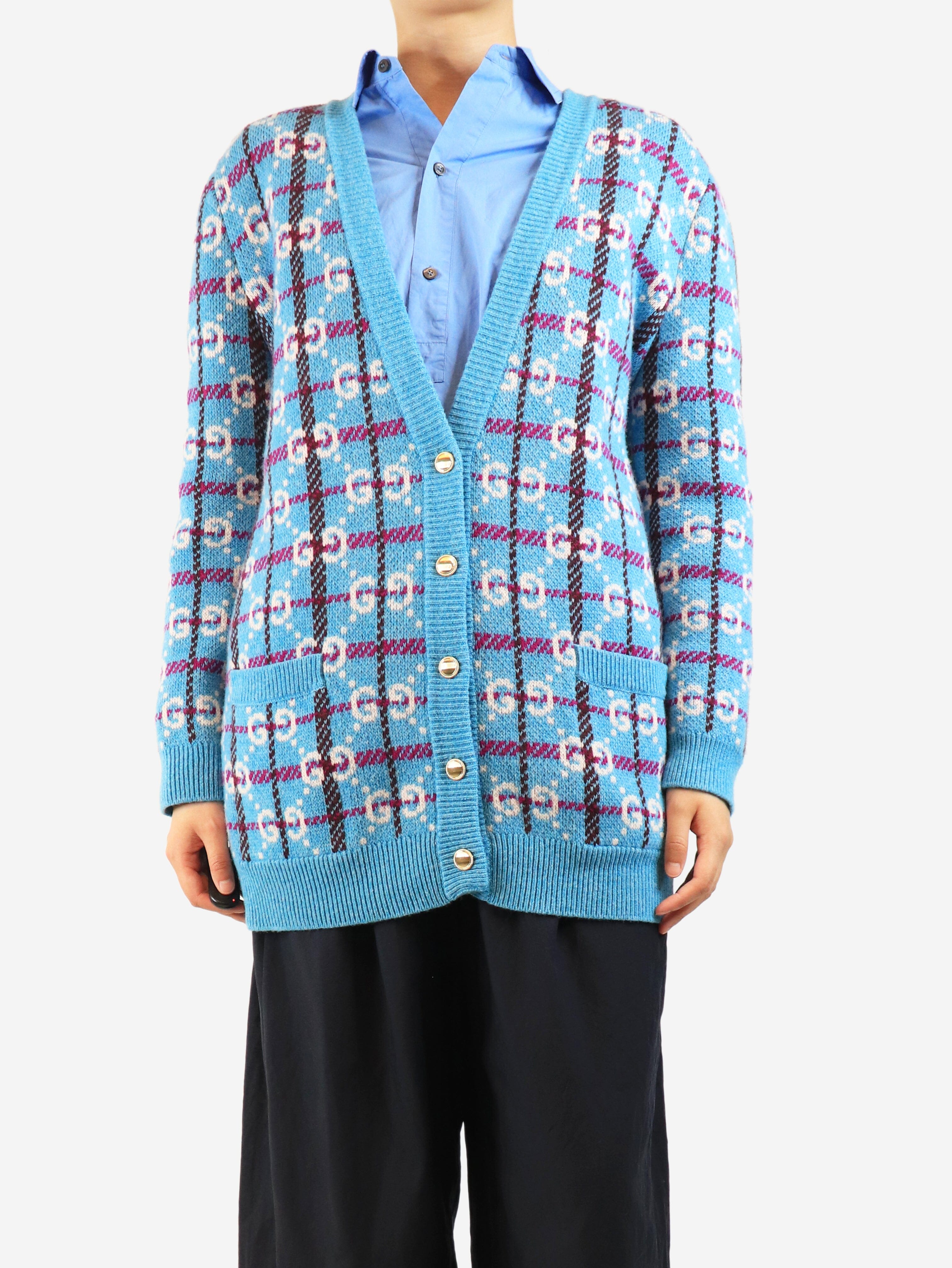 Blue GG monogram cardigan - size M Knitwear Gucci 