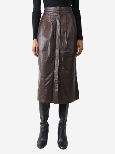 Brown leather button-down skirt - size UK 6 Skirts Zeynep Arcay 