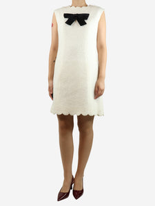 Chanel Cream sleeveless pearl-embellished tweed dress - size UK 12