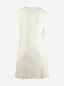 Chanel Cream sleeveless pearl-embellished tweed dress - size UK 12