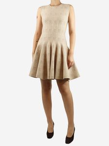 Alaia Neutral wool-blend mini dress - size UK 14