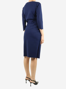 Chiara Boni Deep blue gathered midi dress - size UK 8