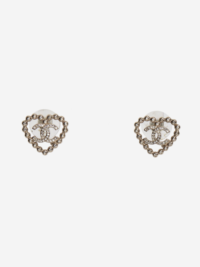 Gold CC diamante heart earrings Earrings Chanel 