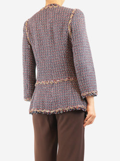 Navy and red tweed chain-trim jacket - size UK 10