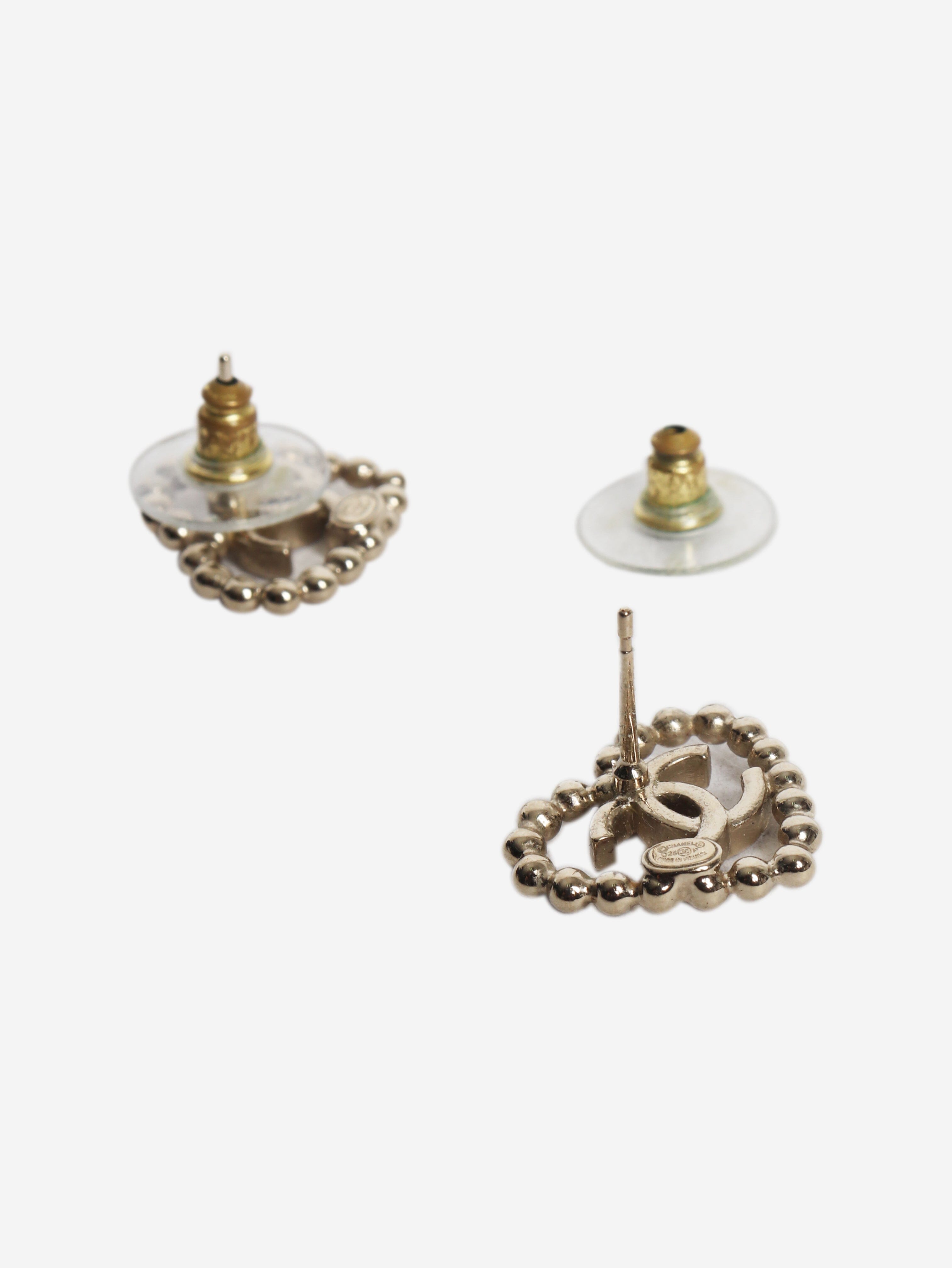Gold CC diamante heart earrings Earrings Chanel 