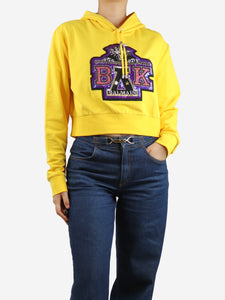 Balmain Yellow sequin embellished cropped hoodie - size M