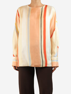 Multicolour stripe silk top - size L Tops Loro Piana 