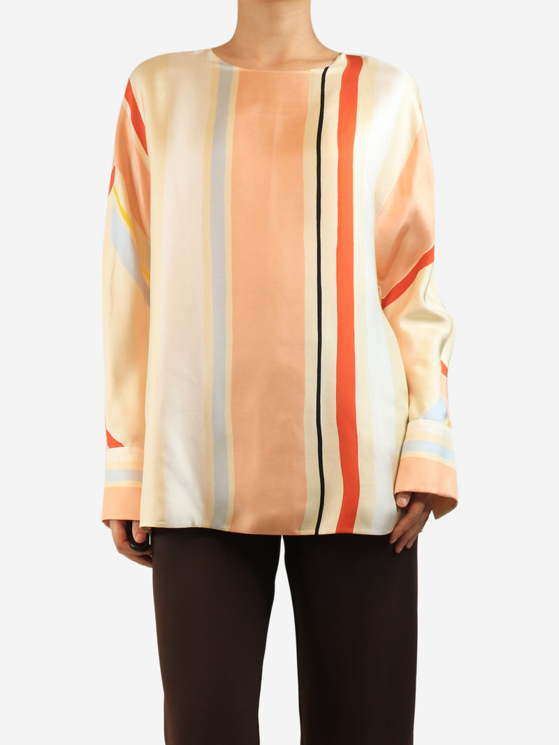Multicolour stripe silk top - size L Tops Loro Piana 