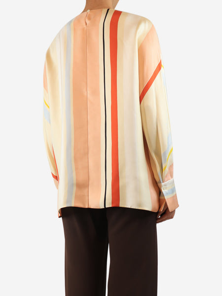 Multicolour stripe silk top - size L alternate image