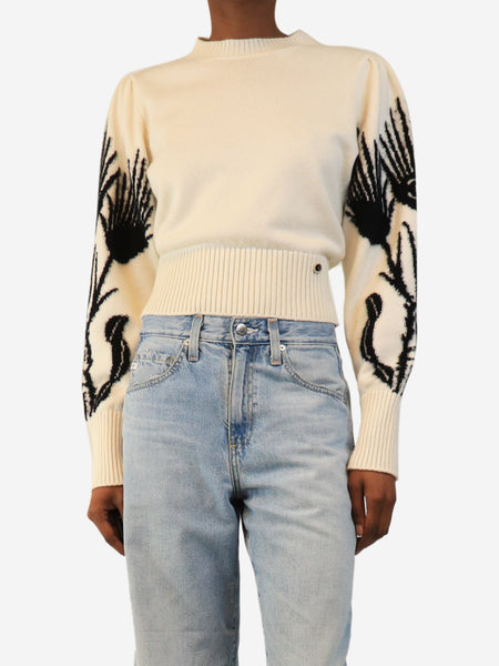 'Château des Dames' Métiers D'Art Pre-Fall 2021 cream and black cashmere jumper - size UK 8 product image