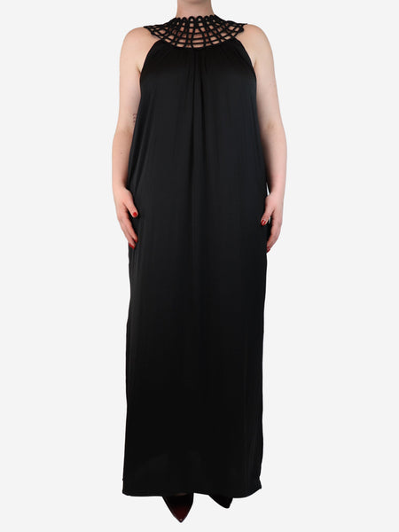 Black sleeveless silk midi dress - size M product image