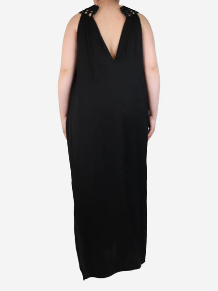 Black sleeveless silk midi dress - size M alternate image