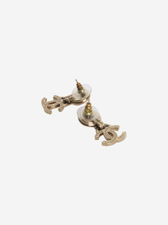 Gold and pink CC rhinestone drop earrings Earrings Chanel 