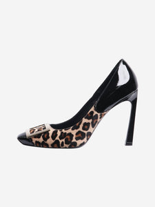 Roger Vivier Black patent leather and leopard print pumps - size EU 37.5