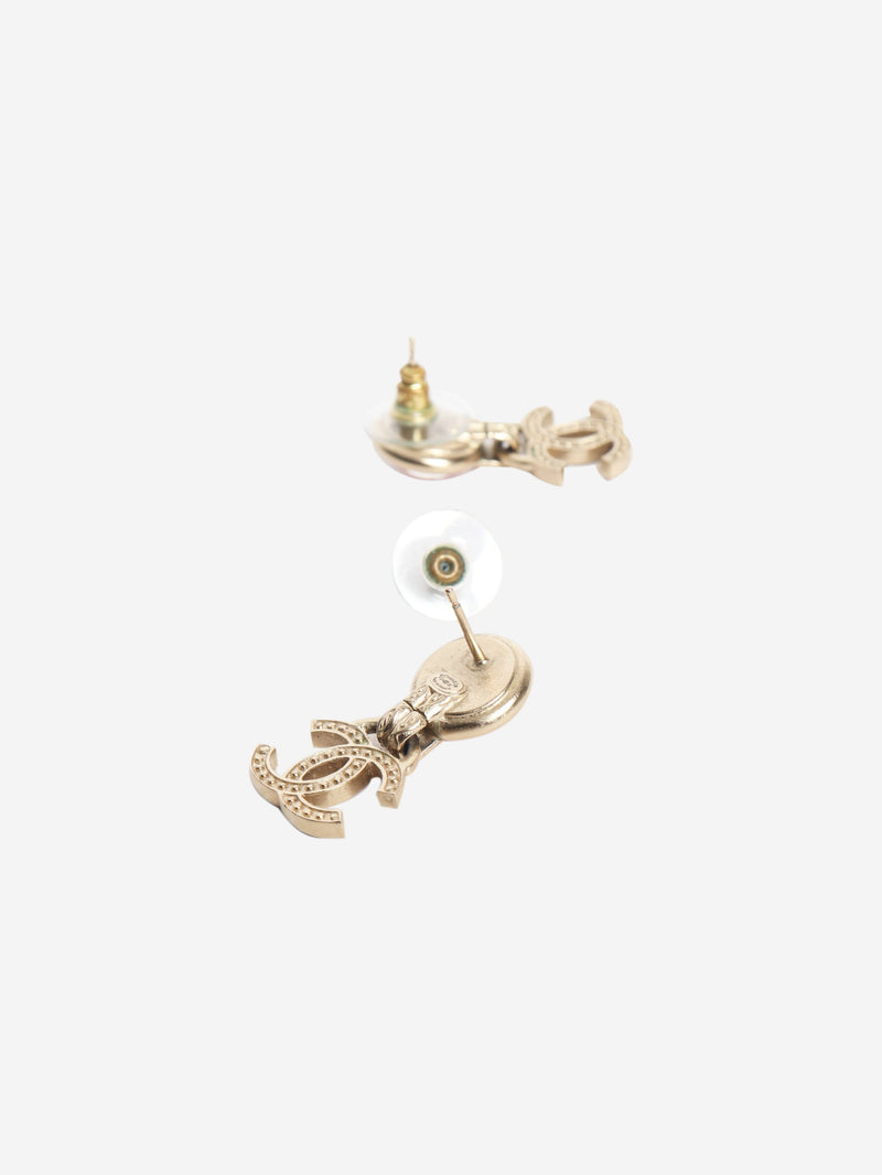 Gold and pink CC rhinestone drop earrings Earrings Chanel 