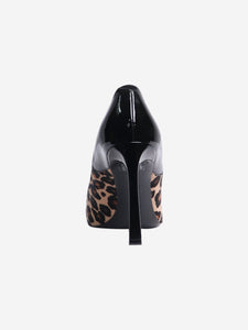 Roger Vivier Black patent leather and leopard print pumps - size EU 37.5