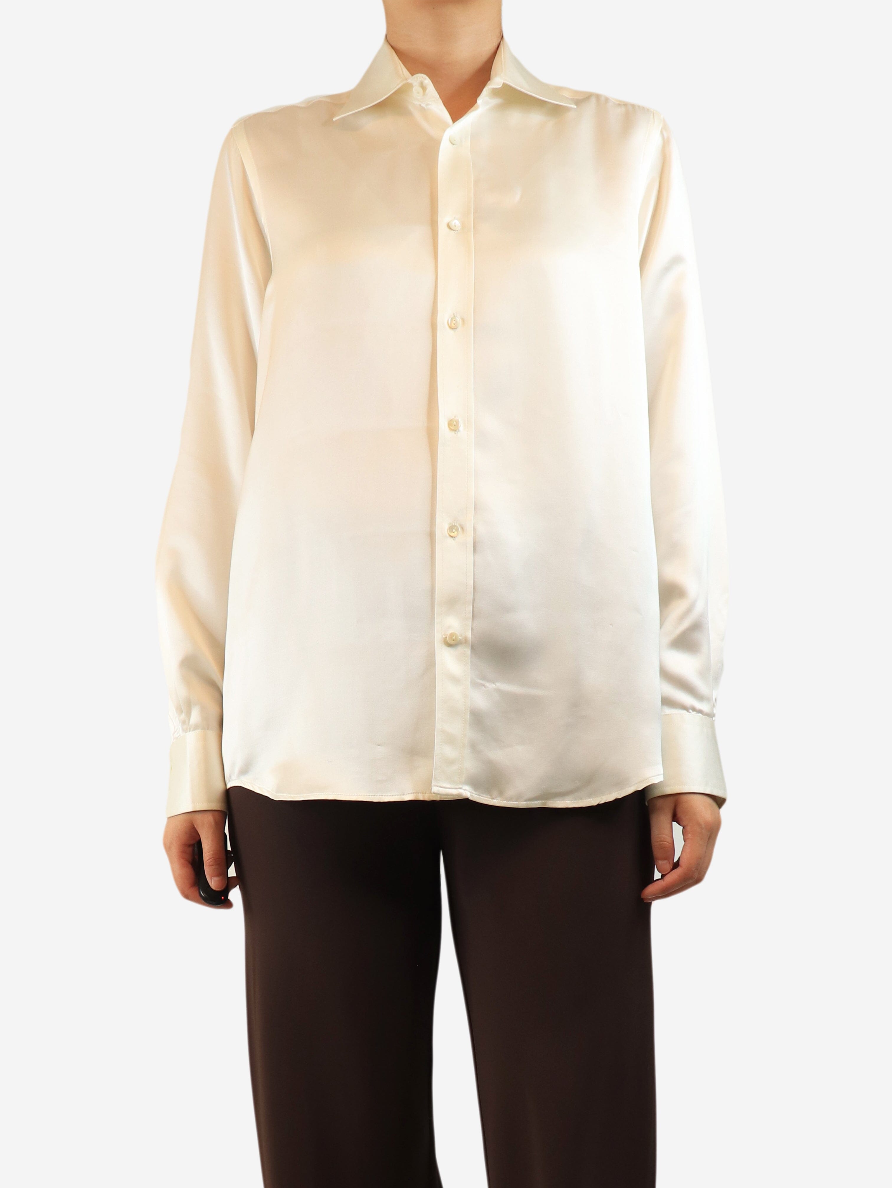 Cream silk shirt - size UK 10
