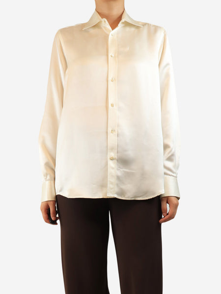 Cream silk shirt - size UK 10 product image