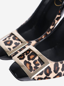 Roger Vivier Black patent leather and leopard print pumps - size EU 37.5