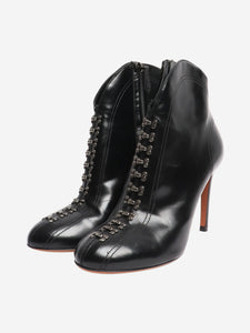 Alaia 60 embellished black leather ankle boots - size EU 39