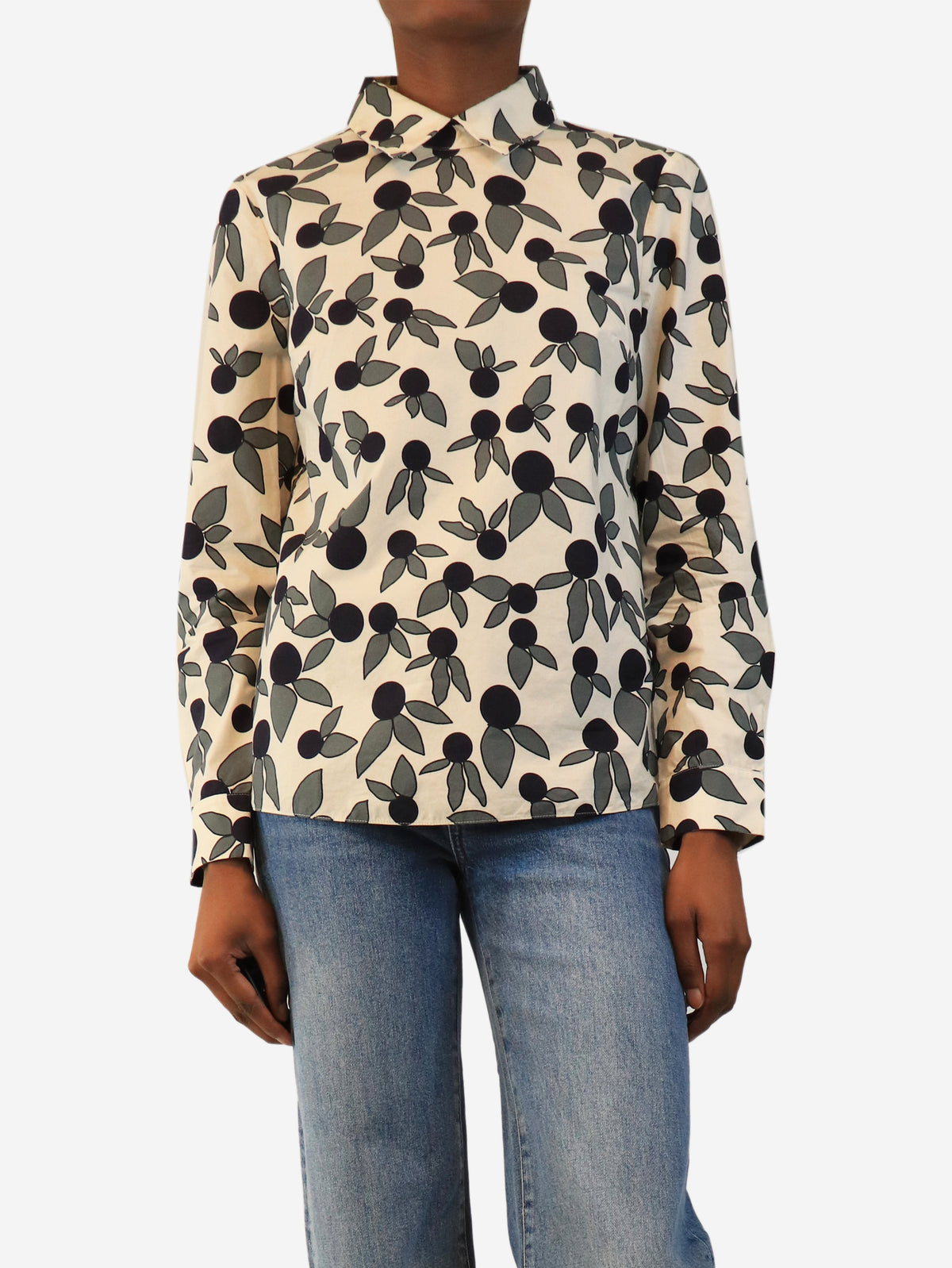 White floral shirt blouse - size UK 12