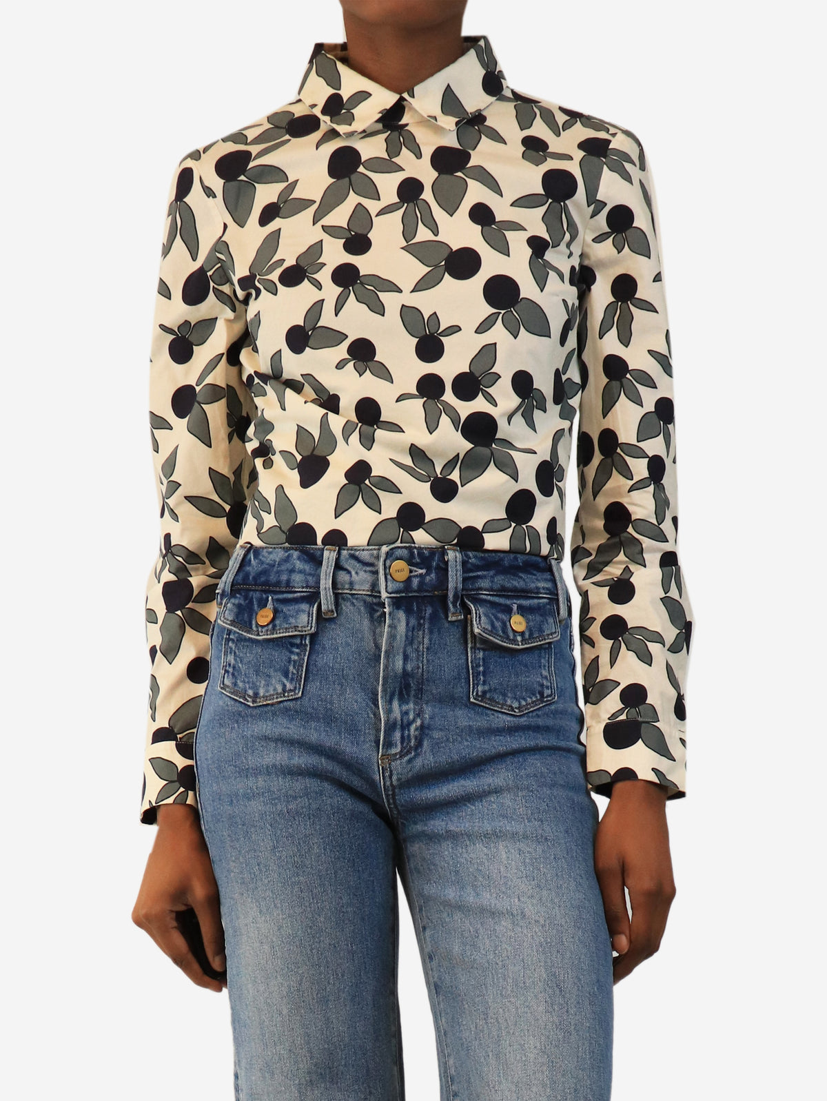 White floral shirt blouse - size UK 12