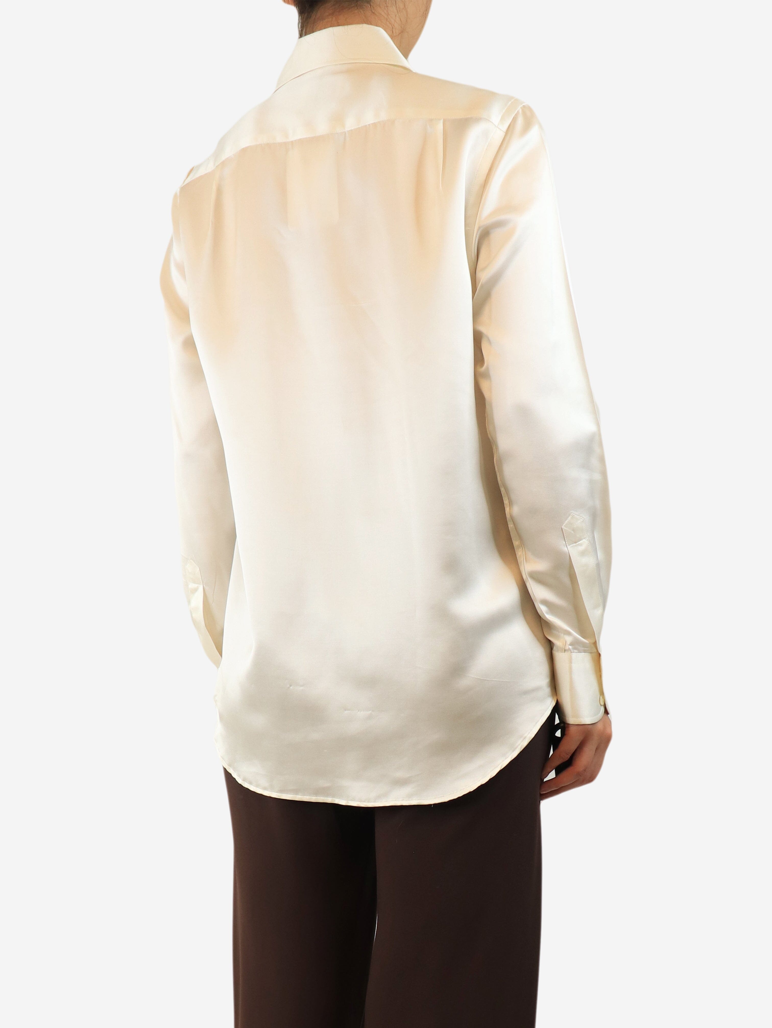 Cream silk shirt - size UK 10