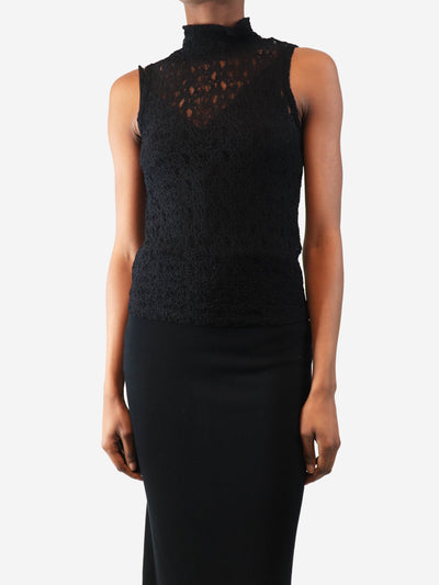 Black sleeveless stretch-lace top - size S Tops Frame 