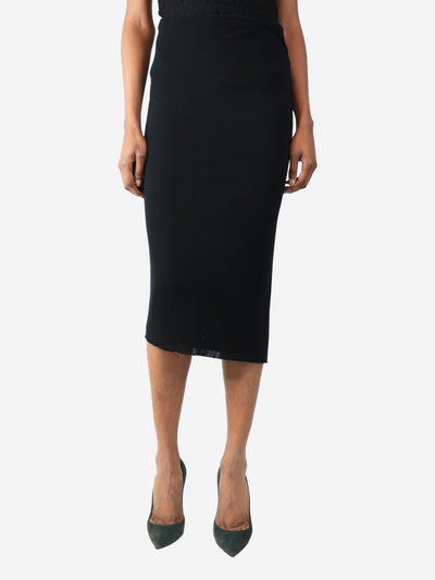 Black fine knit stretch midi skirt - size UK 10 Skirts Rick Owens 