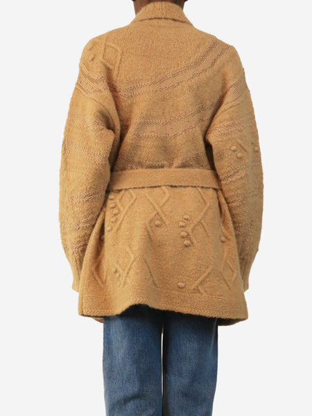 Light brown heavy-knit cardigan - size UK 8 alternate image
