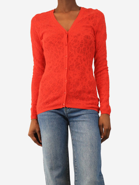 Red Raschel v-neck cardigan - size UK 8 product image