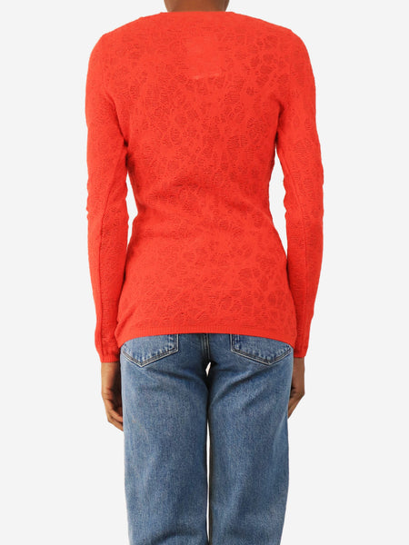 Red Raschel v-neck cardigan - size UK 8 alternate image
