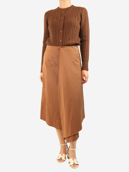 Brown A-line midi skirt - size UK 10 alternate image