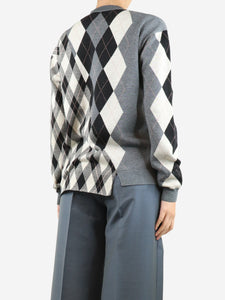 Stella McCartney Grey asymmetric Argyle jumper - size UK 8