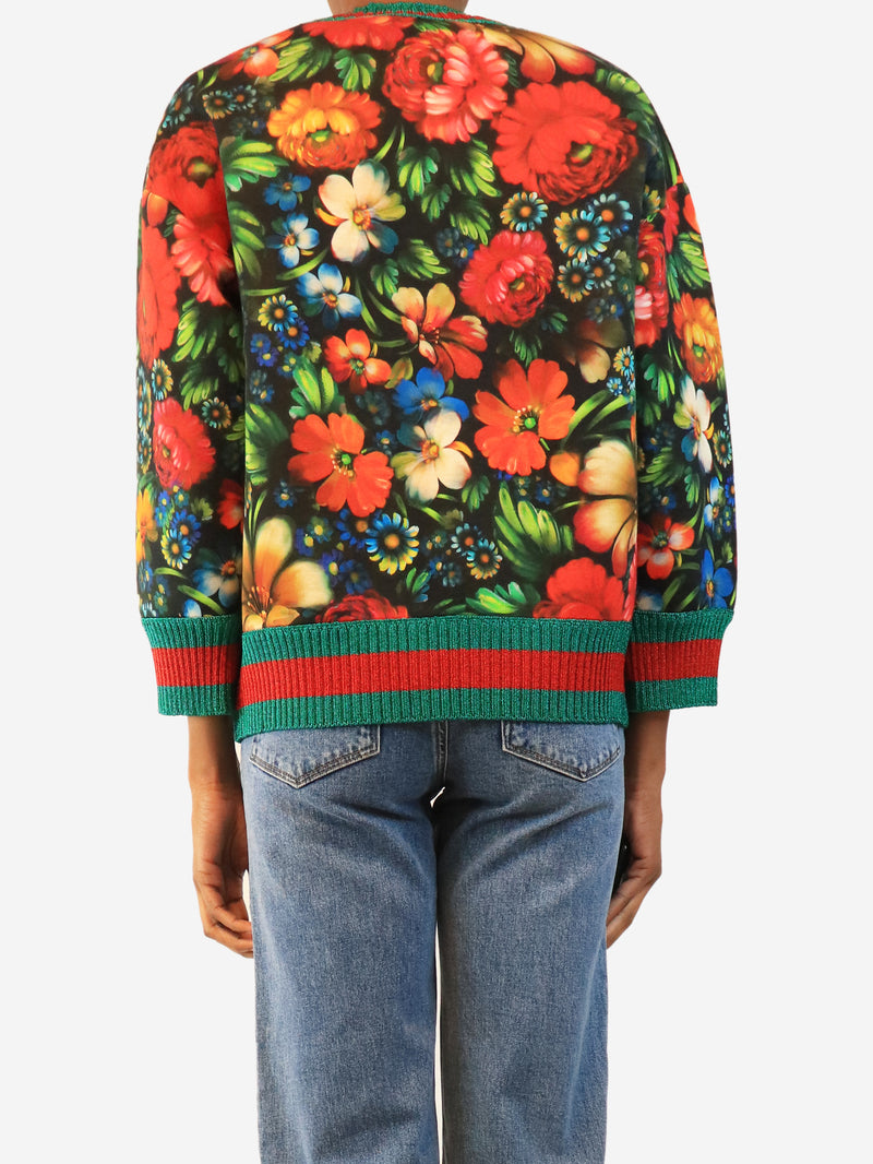 Multicolour floral tiger-sequin sweatshirt - size S