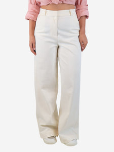 Sessun Ecru wide-leg trousers - size UK 10