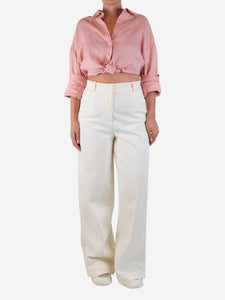 Sessun Ecru wide-leg trousers - size UK 10