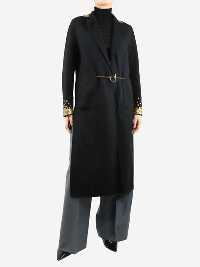 Black Sabira longline coat - size M Coats & Jackets Louise Kennedy 