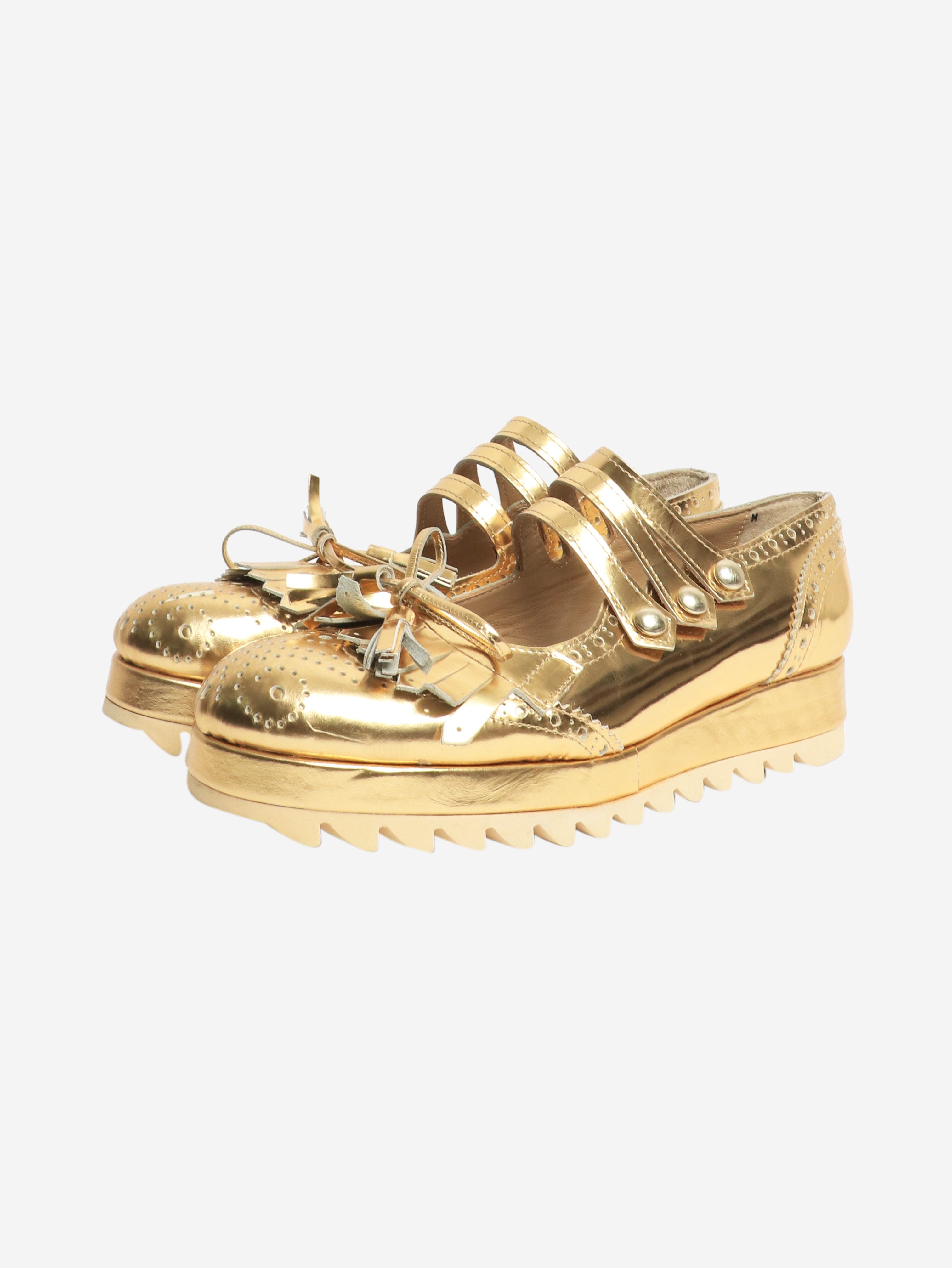 Gold fringed platform shoes - size EU 40 Flat Shoes tao 