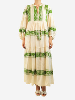 Cream cotton tiered maxi dress - size M