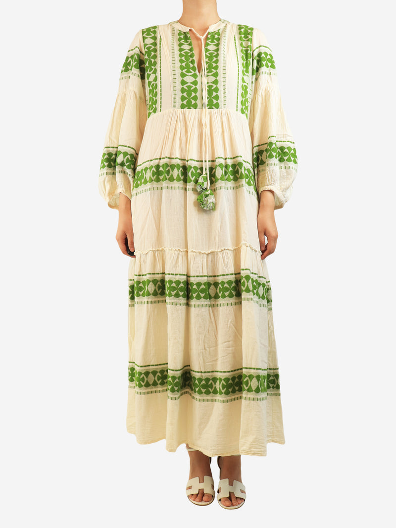 Cream cotton tiered maxi dress - size M