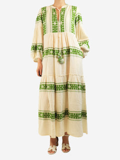 Cream cotton tiered maxi dress - size M