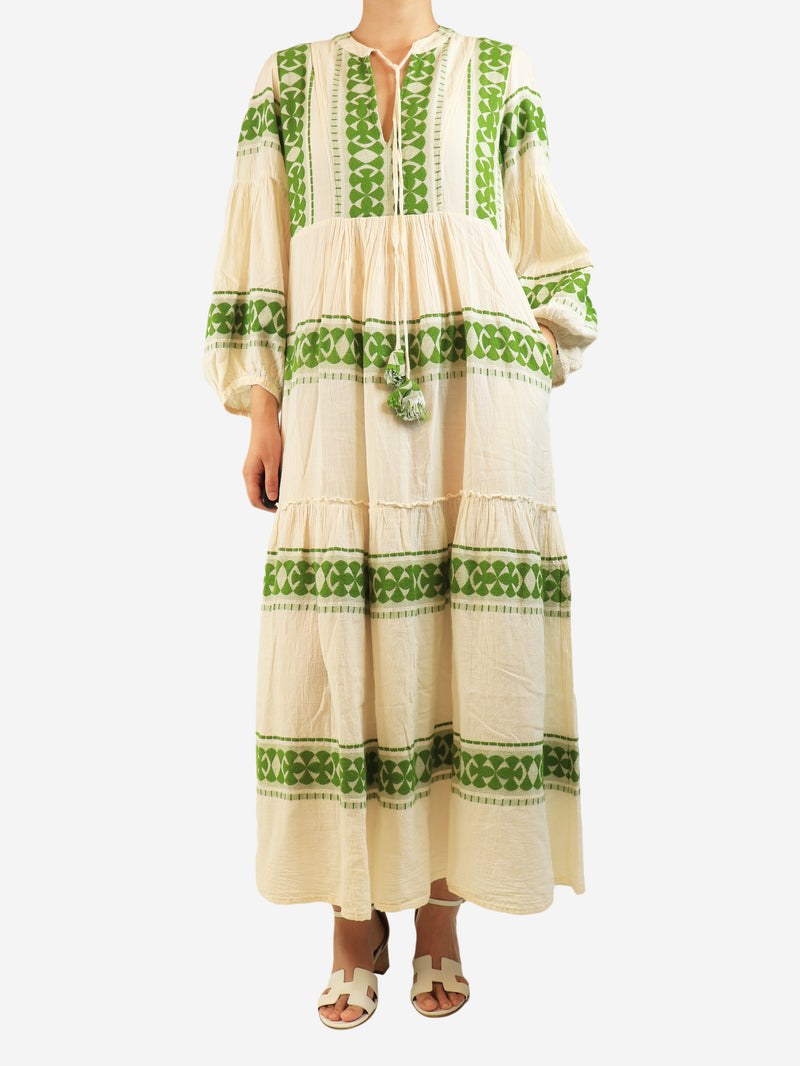 Cream cotton tiered maxi dress - size M