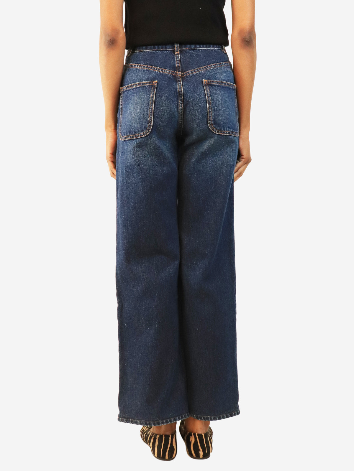 Blue high-rise jeans - size UK 6