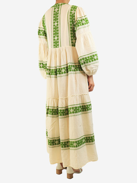 Cream cotton tiered maxi dress - size M alternate image