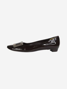 Roger Vivier Black patent buckled flat shoes - size EU 37.5