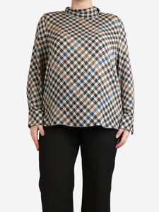 Carolina Herrera Multicolour high-neck houndstooth blouse - size L